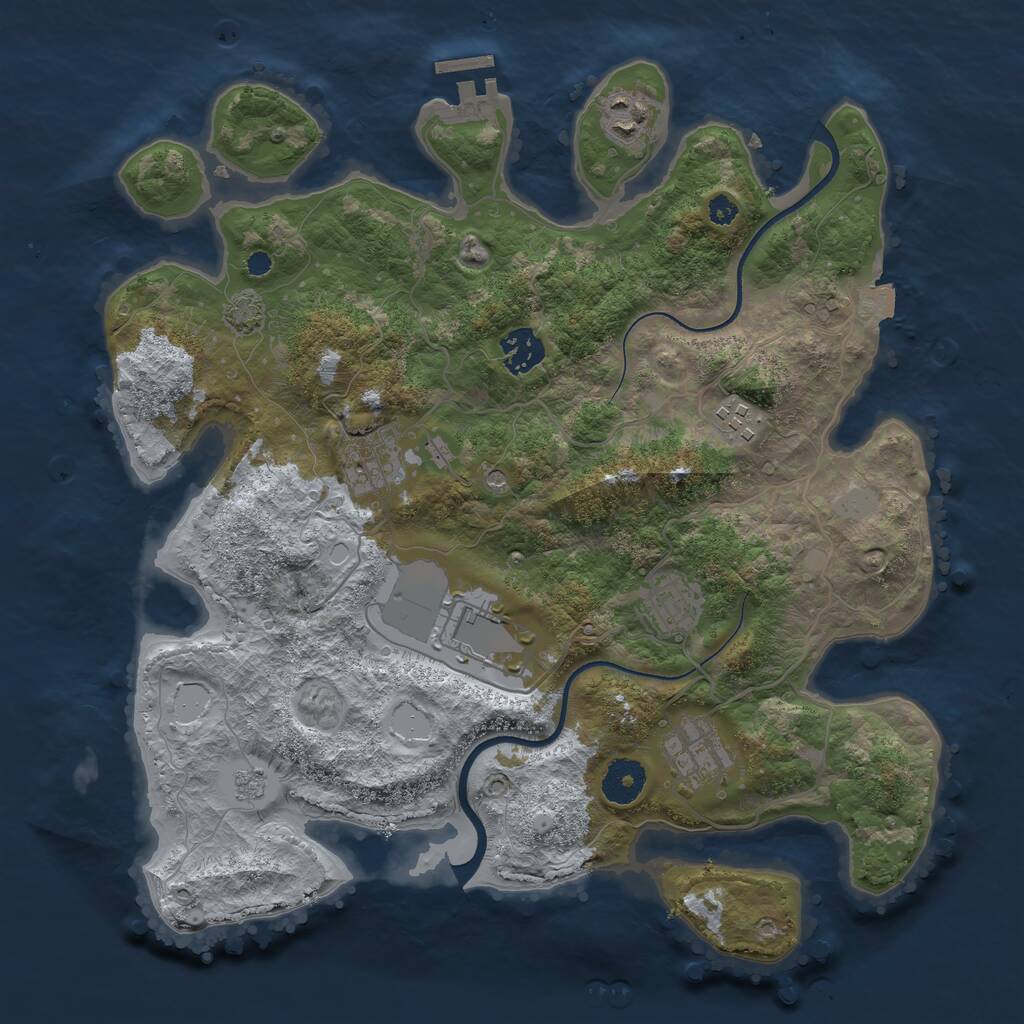 Rust Map: Procedural Map, Size: 3500, Seed: 74737, 12 Monuments