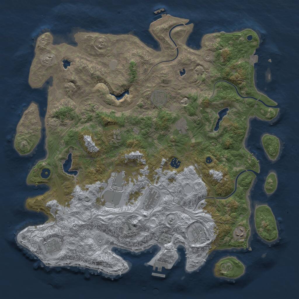 Rust Map: Procedural Map, Size: 4500, Seed: 1385297878, 16 Monuments