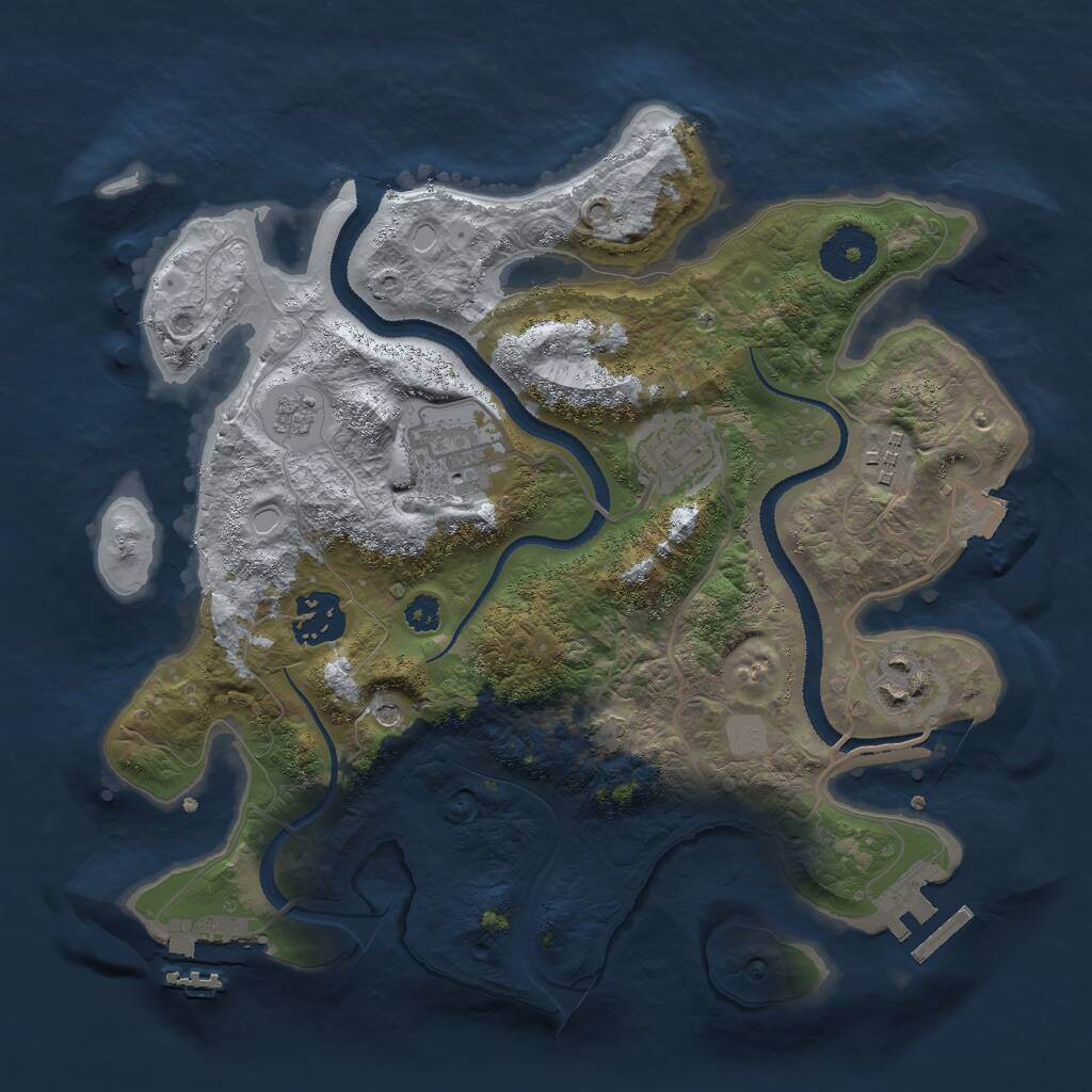 Rust Map: Procedural Map, Size: 3000, Seed: 54498, 11 Monuments