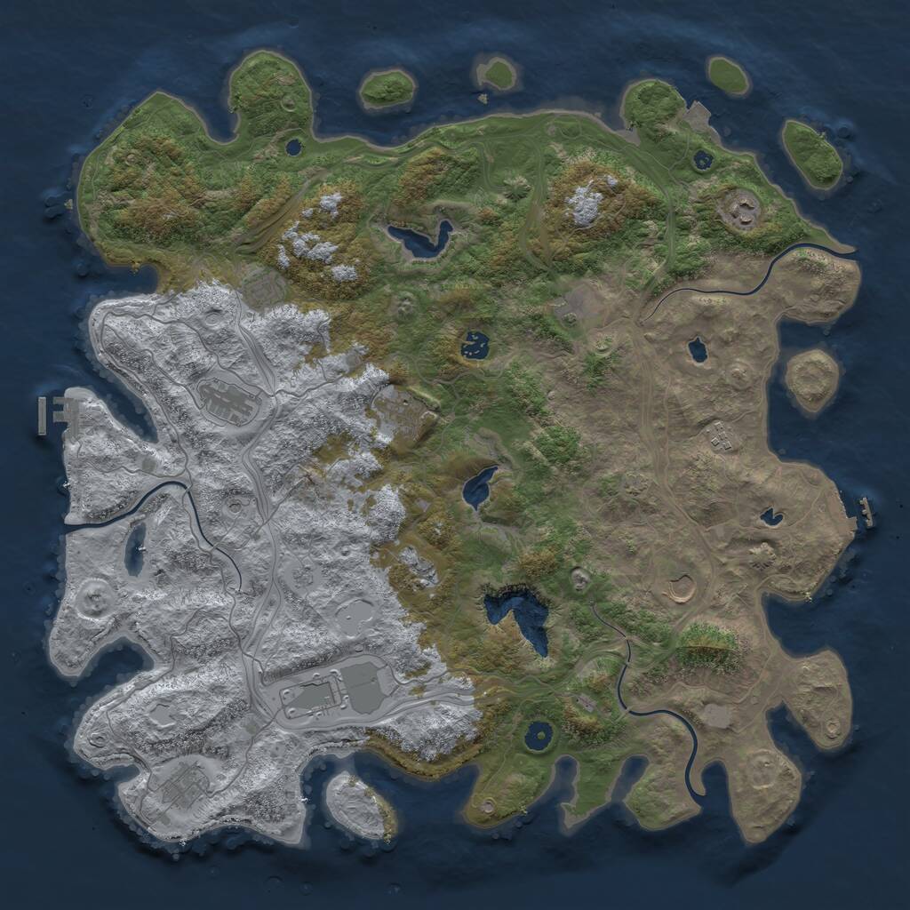 Rust Map: Procedural Map, Size: 4800, Seed: 801253511, 17 Monuments