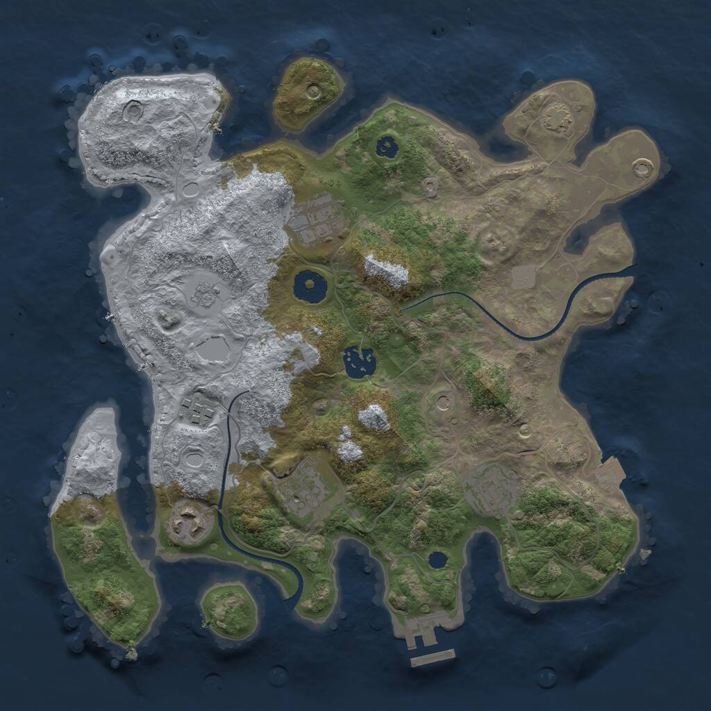 Rust Map: Procedural Map, Size: 3200, Seed: 553565884, 11 Monuments
