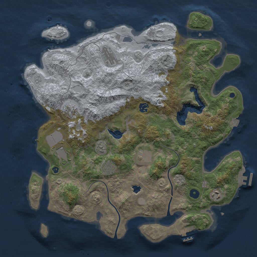 Rust Map: Procedural Map, Size: 4000, Seed: 456721, 14 Monuments