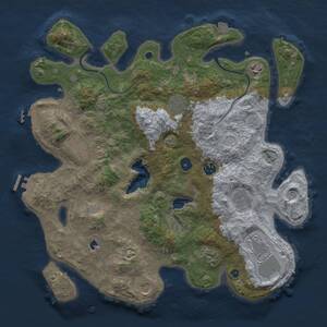 Thumbnail Rust Map: Procedural Map, Size: 4000, Seed: 1145771026, 15 Monuments