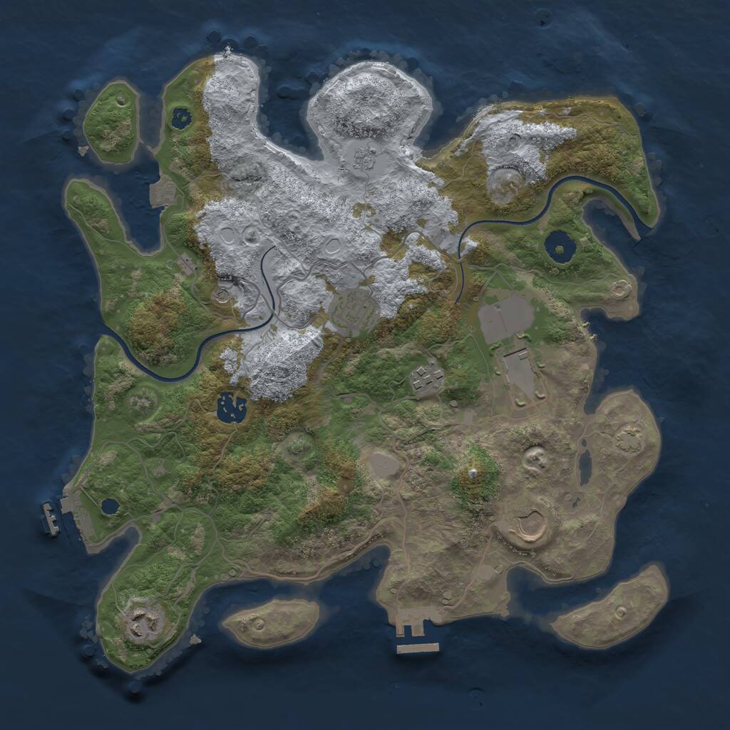 Rust Map: Procedural Map, Size: 3500, Seed: 630142837, 12 Monuments