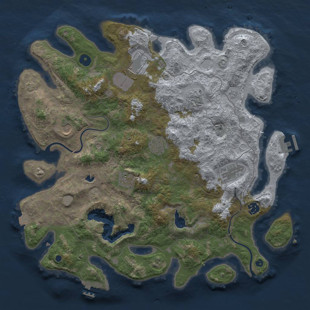 Rust Map: Procedural Map, Size: 4000, Seed: 534763474, 13 Monuments