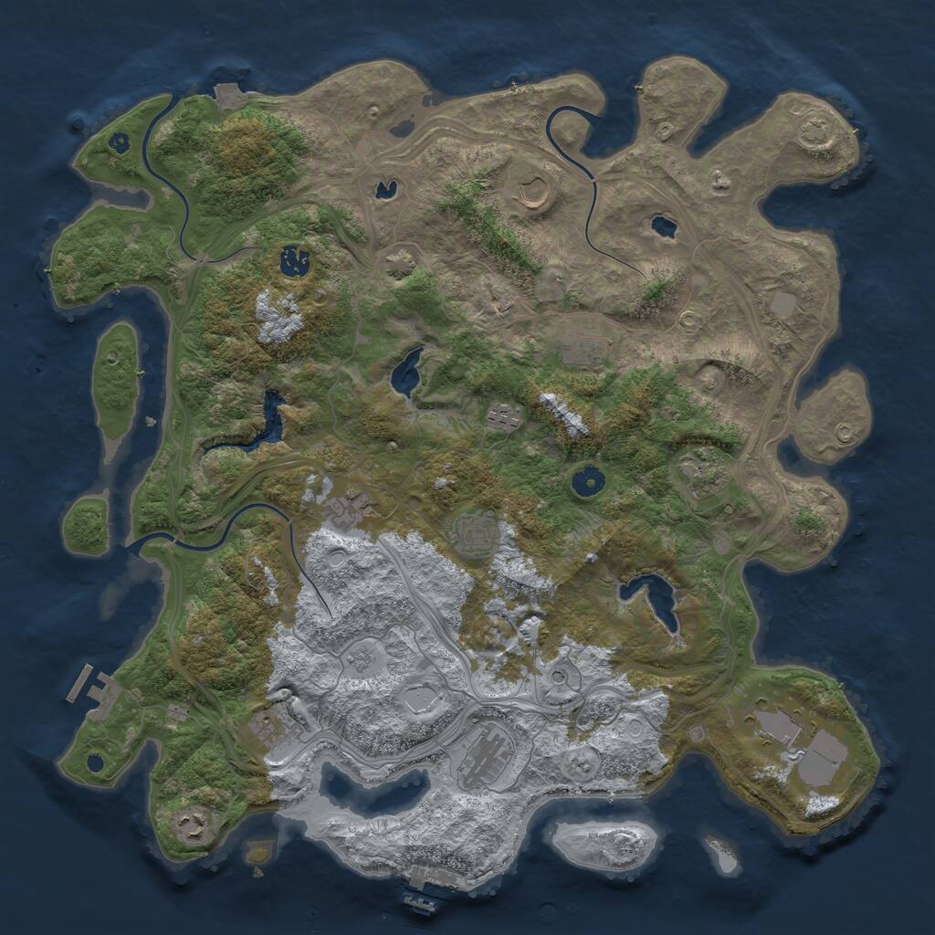 Rust Map: Procedural Map, Size: 4500, Seed: 339815847, 17 Monuments