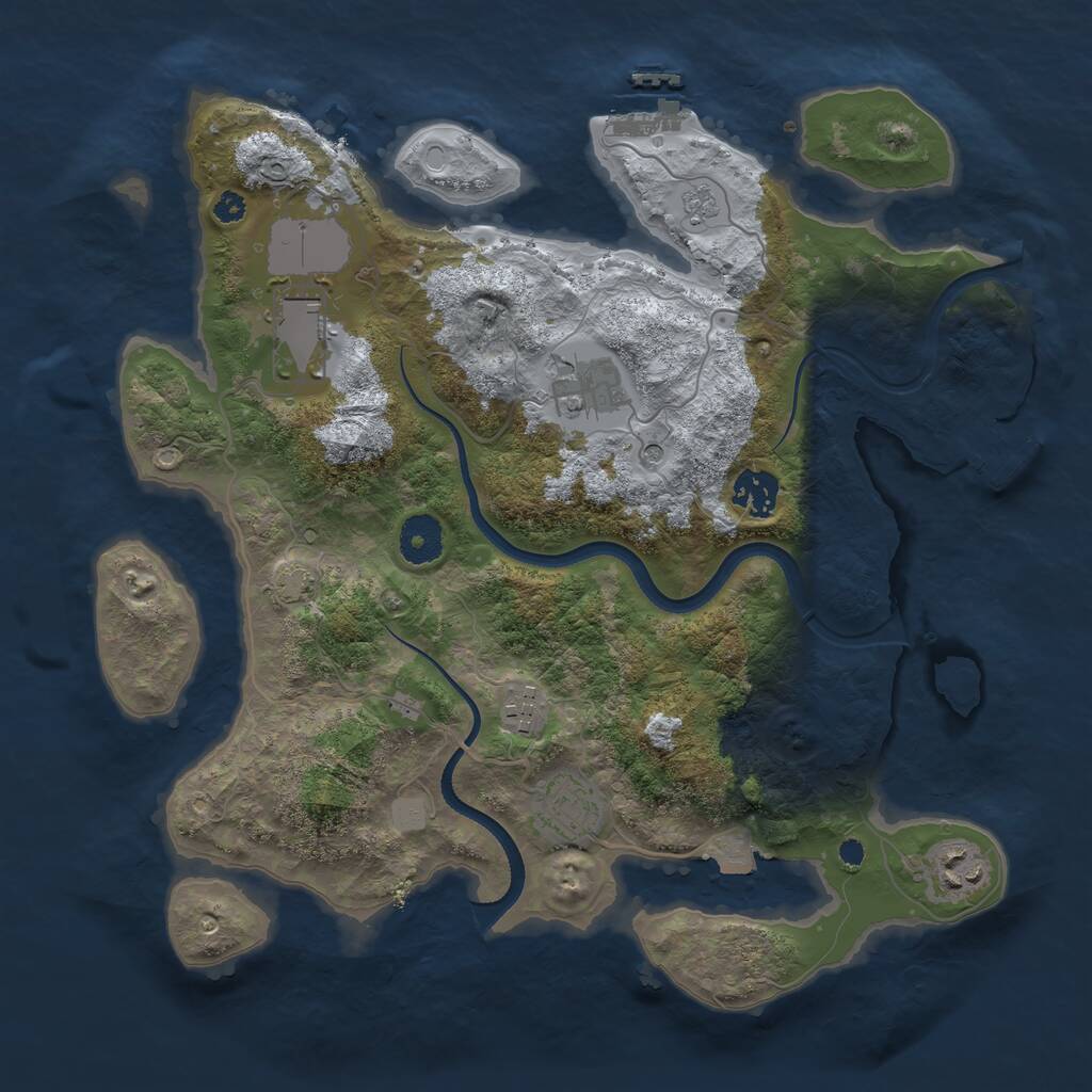 Rust Map: Procedural Map, Size: 3500, Seed: 73314867, 12 Monuments