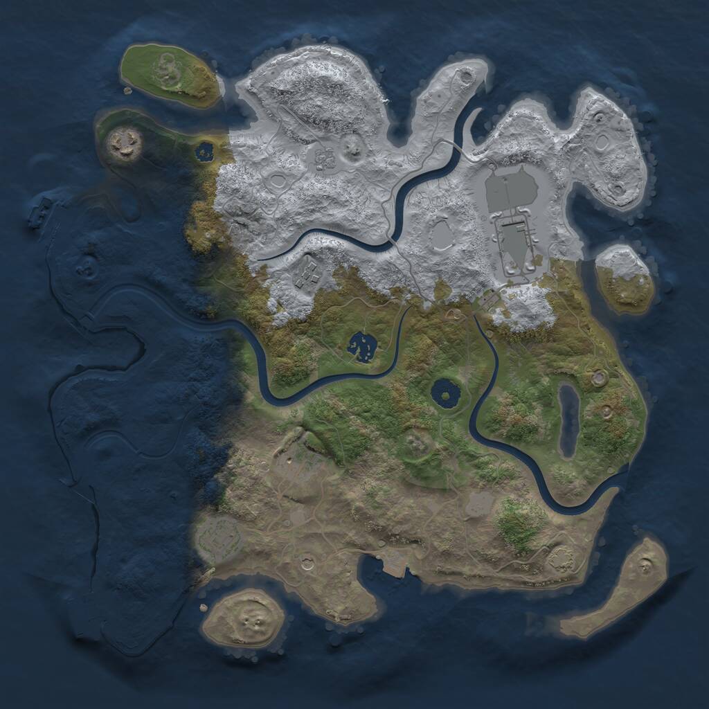 Rust Map: Procedural Map, Size: 3650, Seed: 22639395, 12 Monuments
