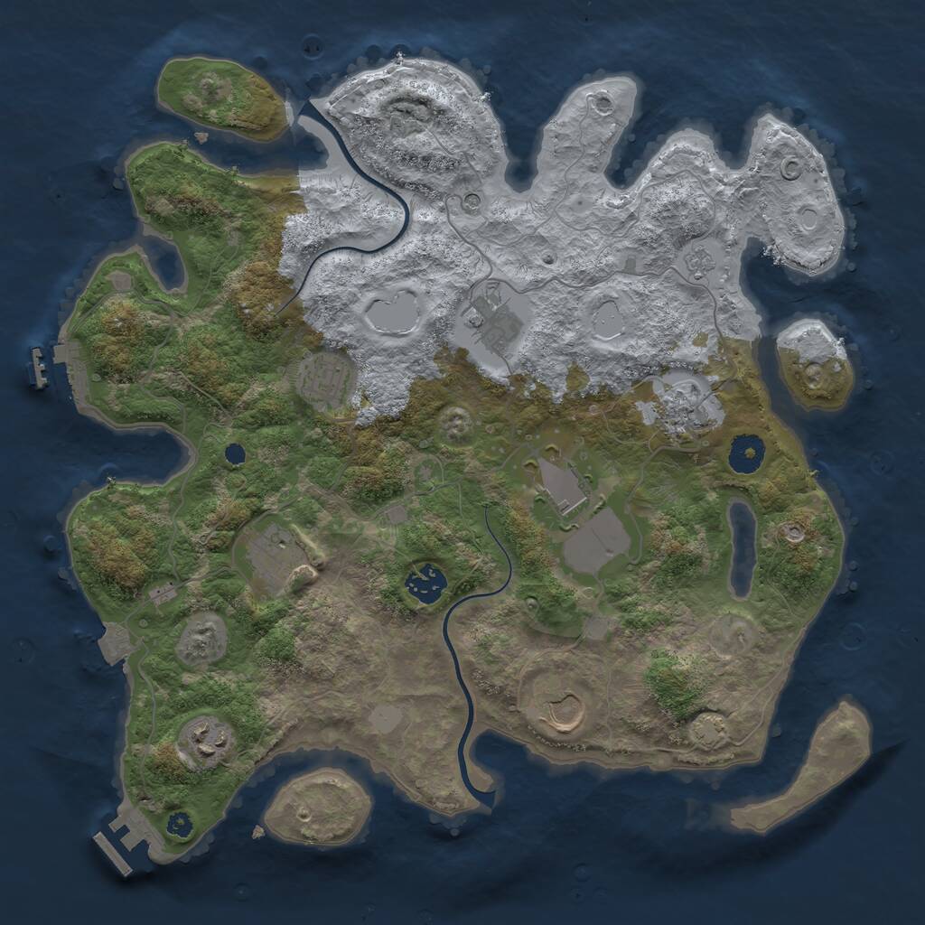 Rust Map: Procedural Map, Size: 3650, Seed: 22639395, 14 Monuments