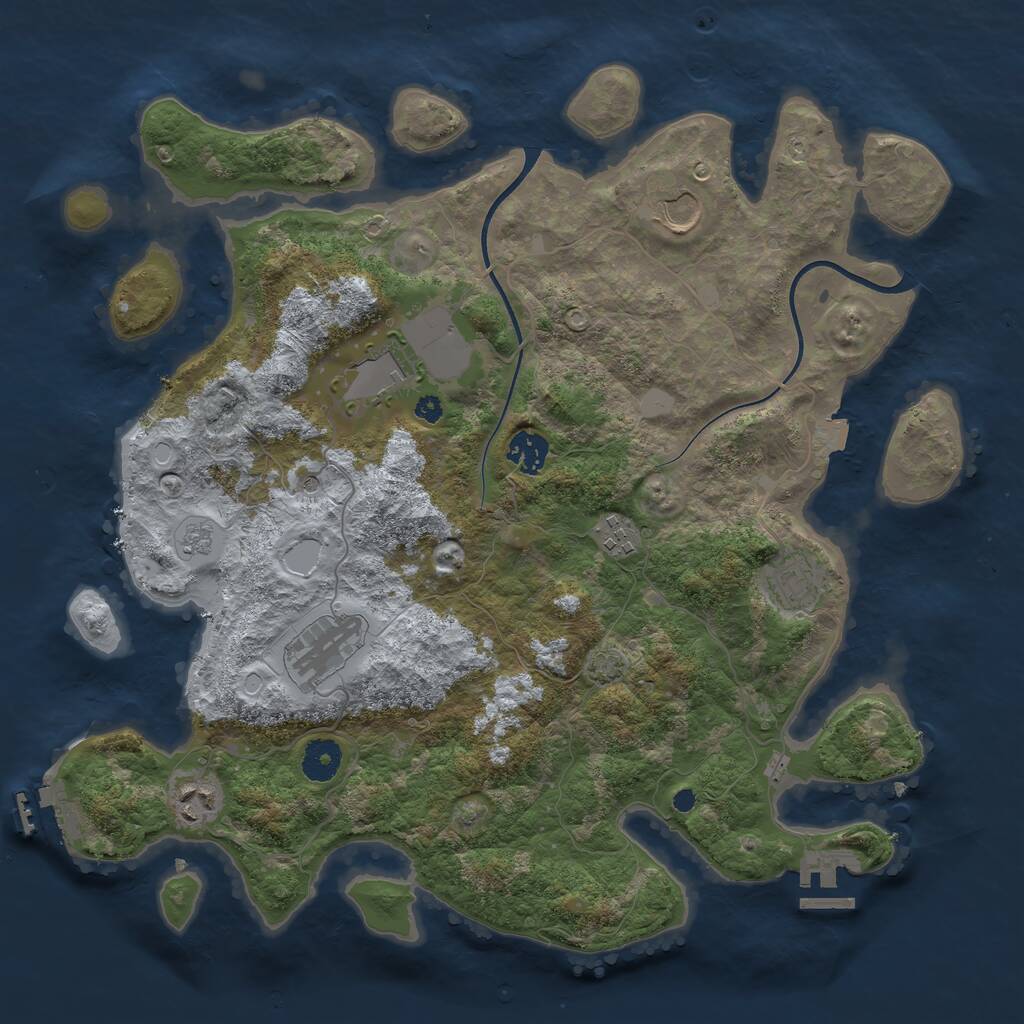 Rust Map: Procedural Map, Size: 3750, Seed: 1911216566, 13 Monuments