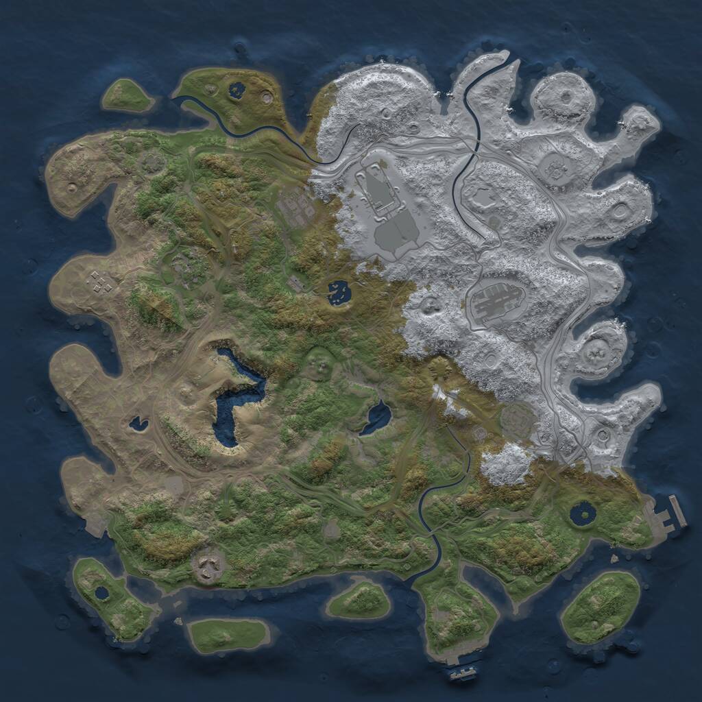 Rust Map: Procedural Map, Size: 4250, Seed: 864616, 14 Monuments