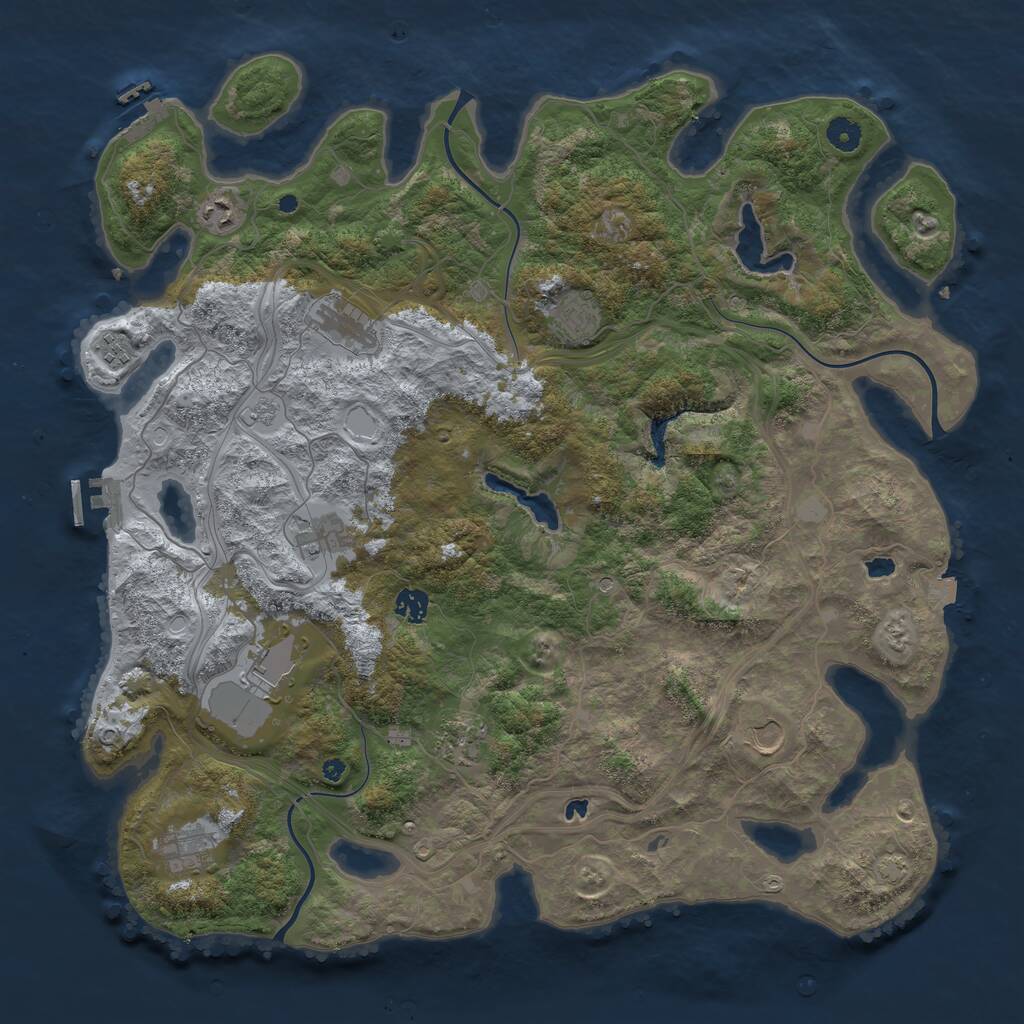 Rust Map: Procedural Map, Size: 4500, Seed: 458, 16 Monuments