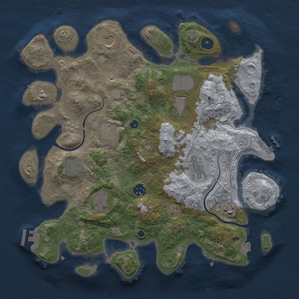 Rust Map: Procedural Map, Size: 3700, Seed: 2016288350, 15 Monuments