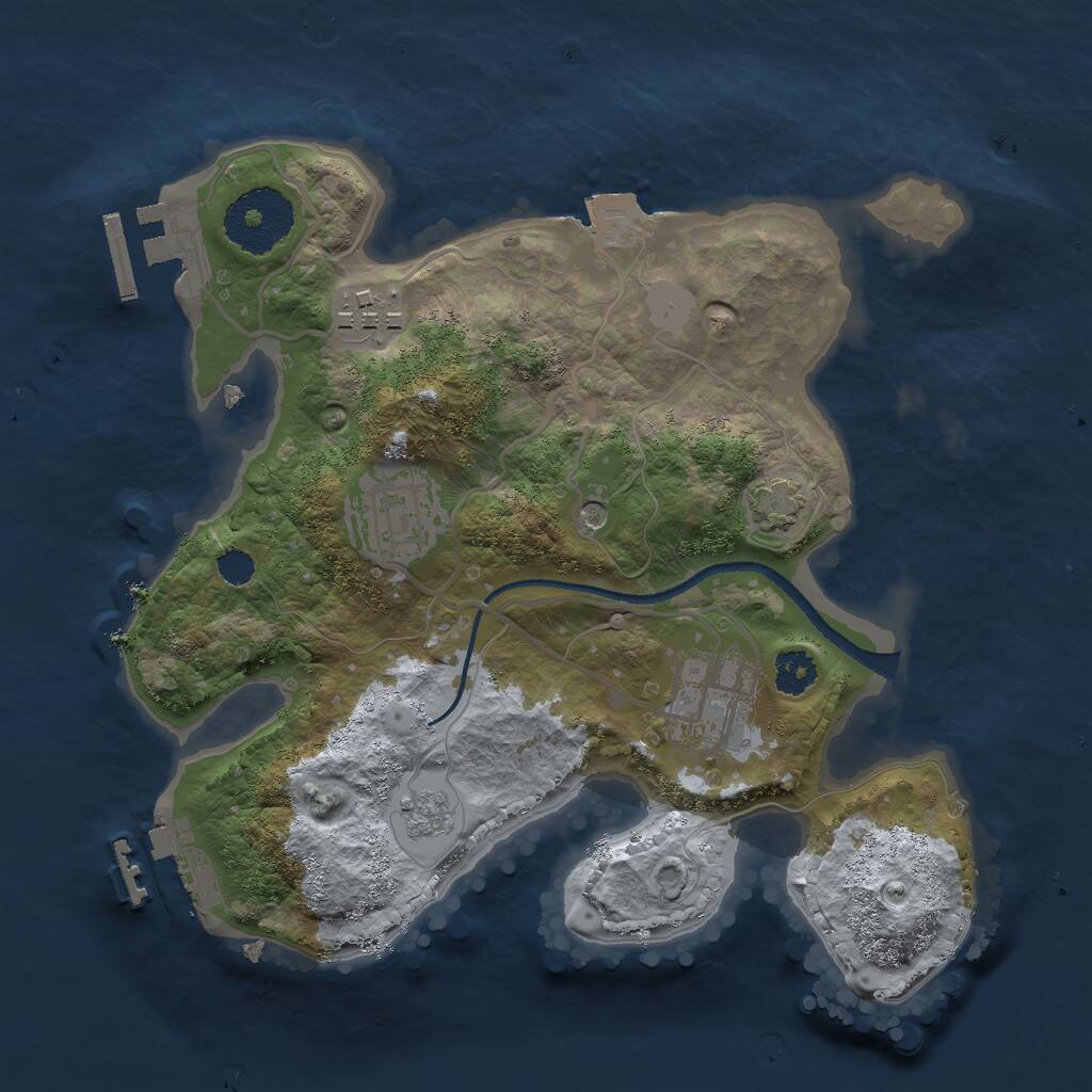 Rust Map: Procedural Map, Size: 2500, Seed: 1498894, 9 Monuments