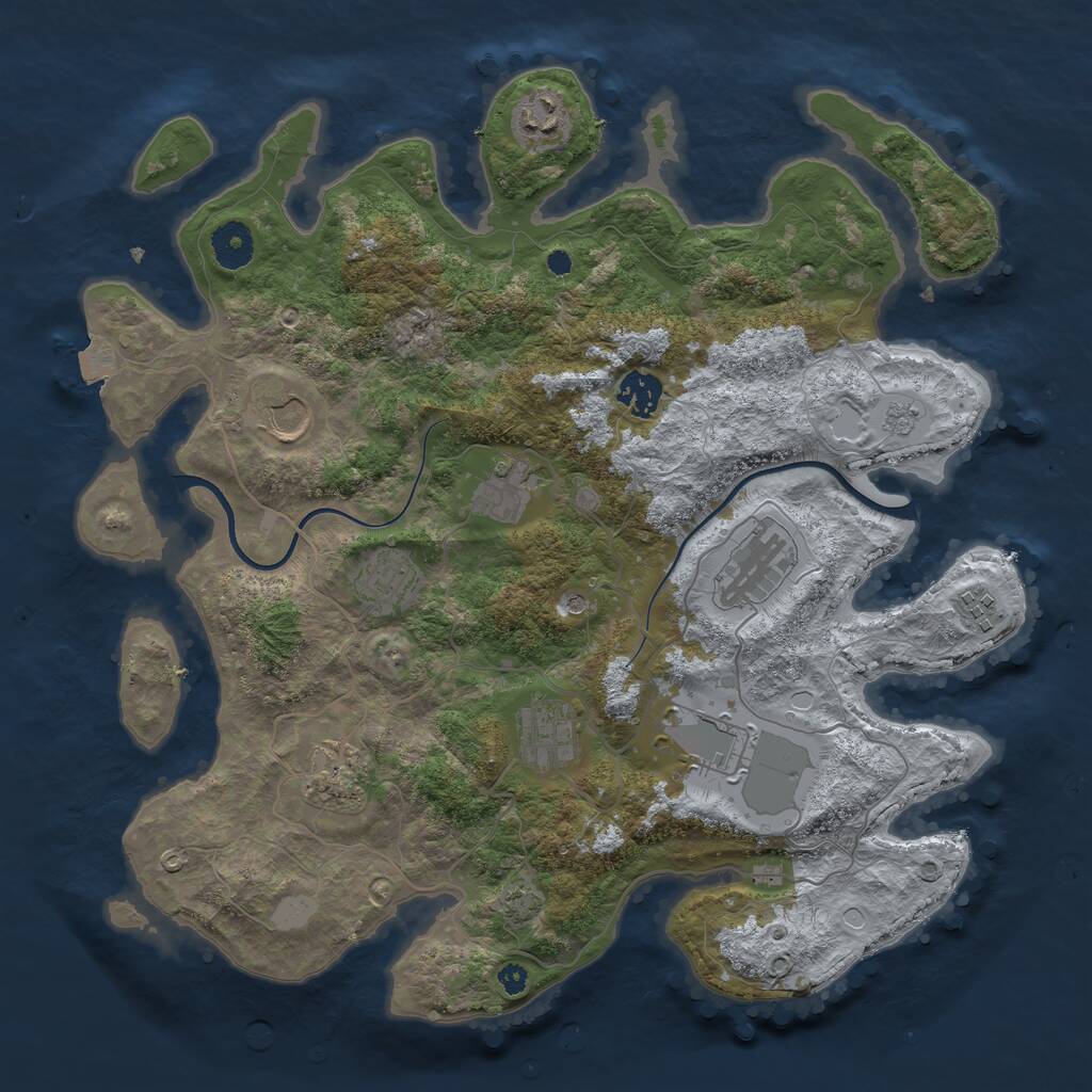 Rust Map: Procedural Map, Size: 3700, Seed: 974455483, 14 Monuments