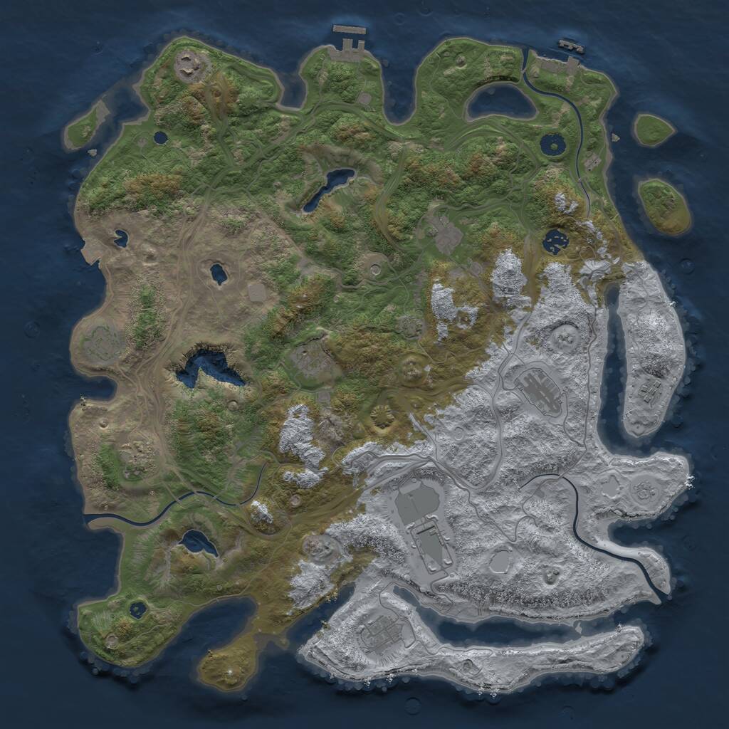 Rust Map: Procedural Map, Size: 4500, Seed: 1334155635, 16 Monuments