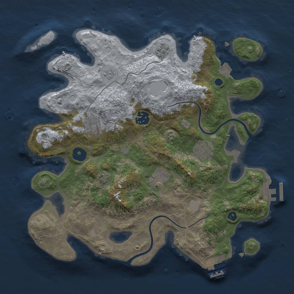 Rust Map: Procedural Map, Size: 3200, Seed: 1553012513, 10 Monuments