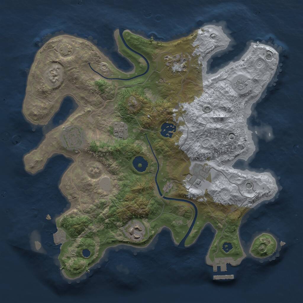 Rust Map: Procedural Map, Size: 3000, Seed: 2079241118, 11 Monuments