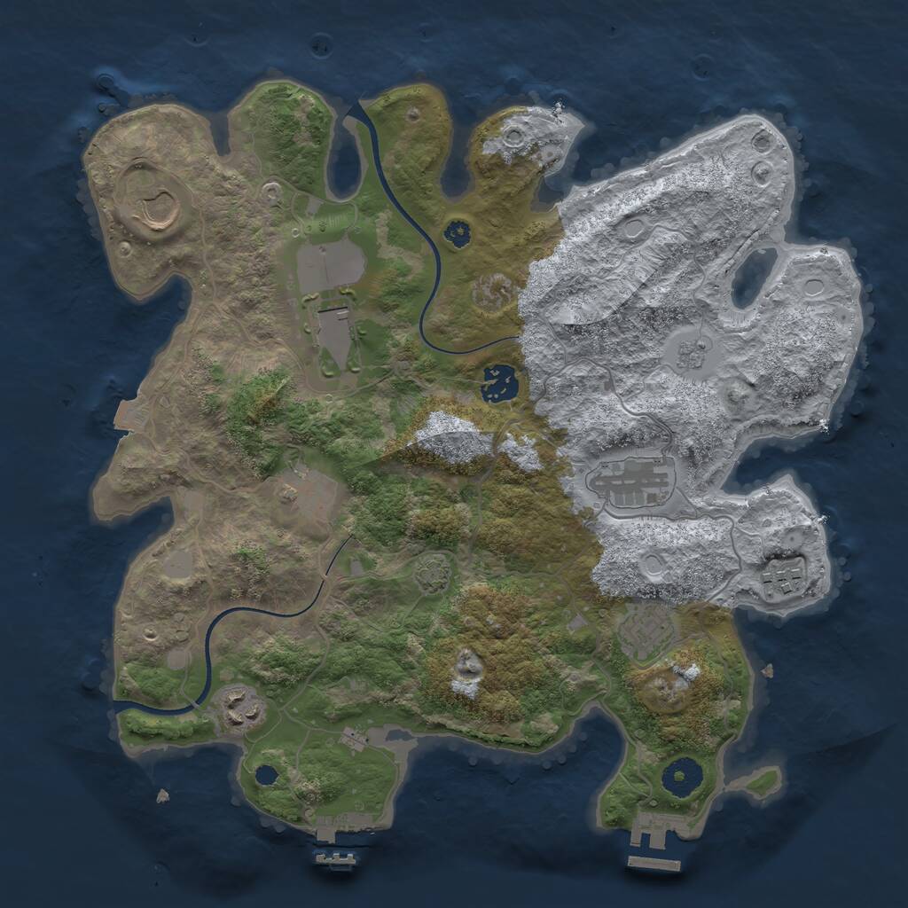 Rust Map: Procedural Map, Size: 3500, Seed: 1002643092, 13 Monuments