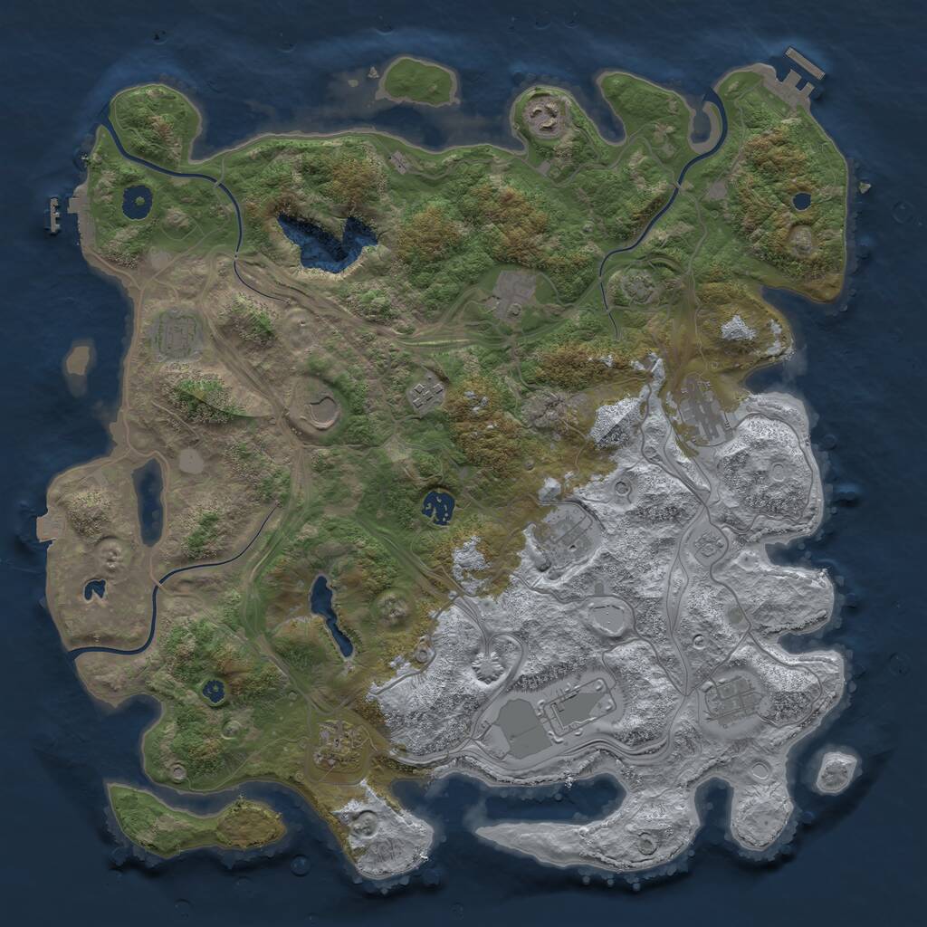 Rust Map: Procedural Map, Size: 4250, Seed: 709019553, 17 Monuments