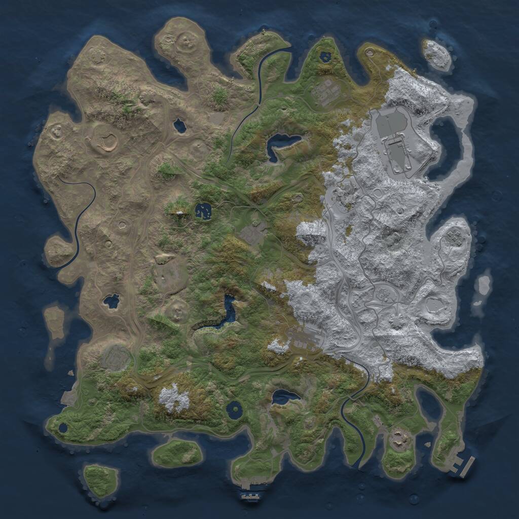 Rust Map: Procedural Map, Size: 4500, Seed: 1251647414, 17 Monuments