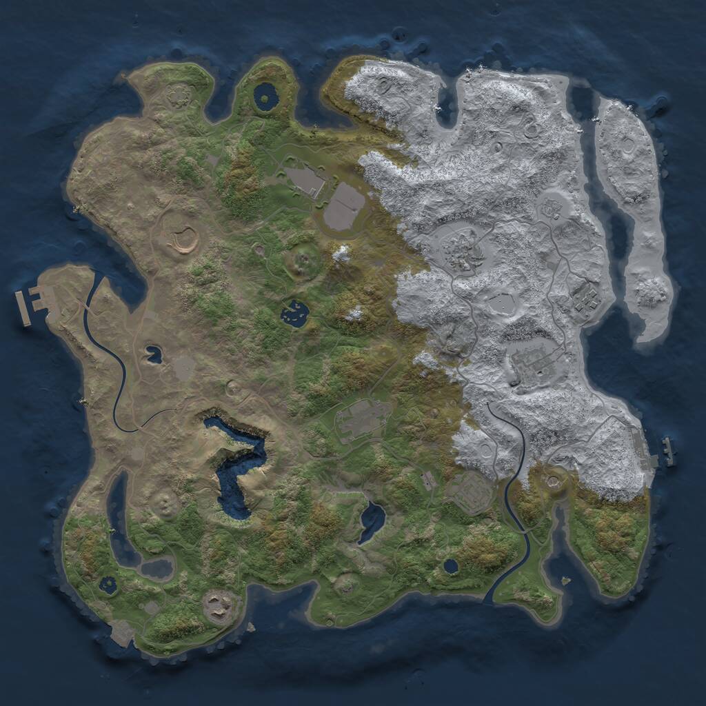 Rust Map: Procedural Map, Size: 4000, Seed: 1225260227, 15 Monuments