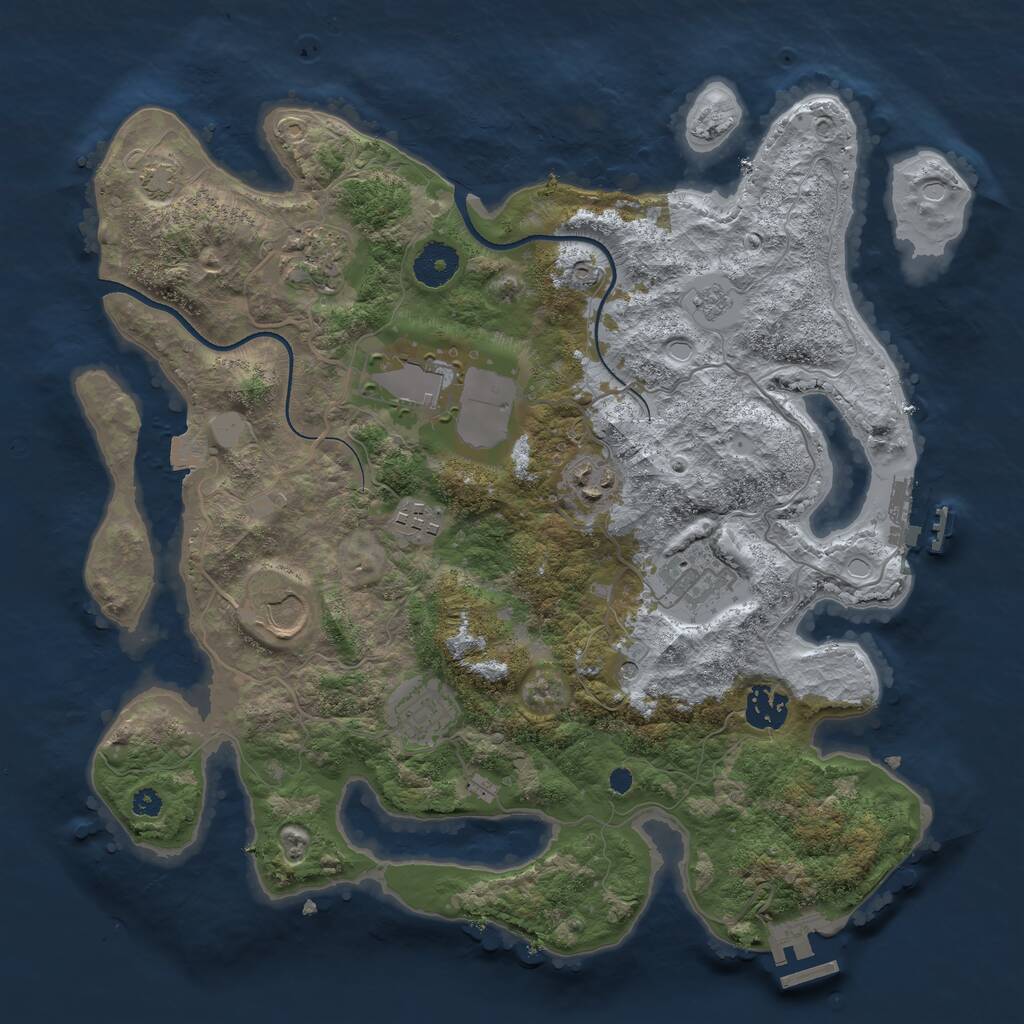 Rust Map: Procedural Map, Size: 3500, Seed: 95746771, 14 Monuments