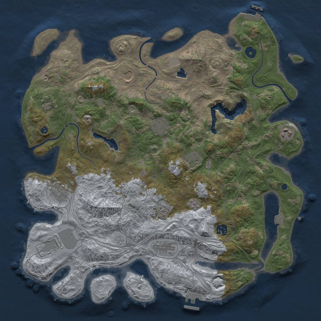 Rust Map: Procedural Map, Size: 4250, Seed: 33385082, 16 Monuments