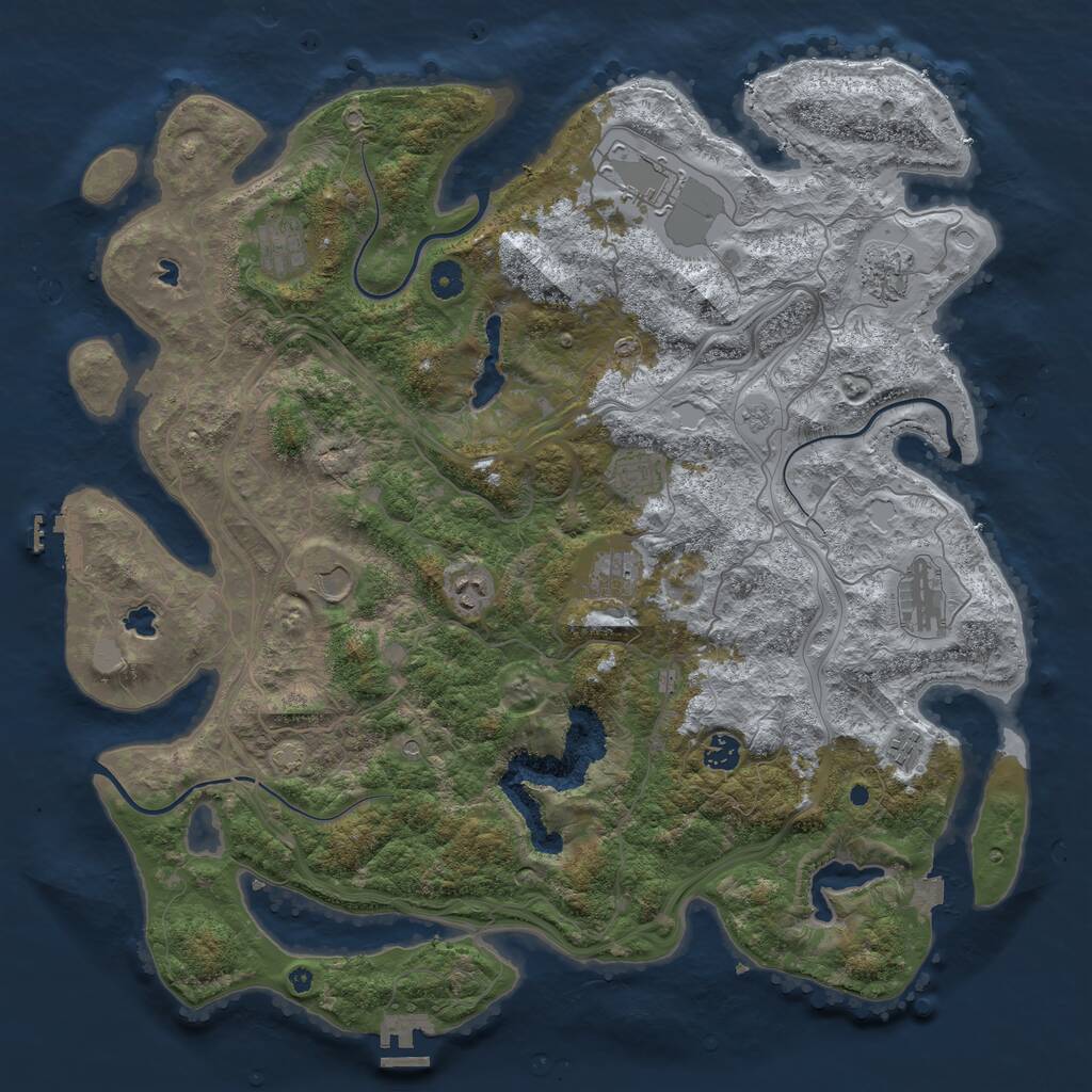 Rust Map: Procedural Map, Size: 4500, Seed: 654992664, 16 Monuments