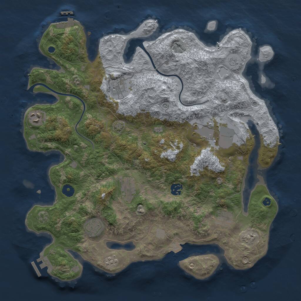 Rust Map: Procedural Map, Size: 3750, Seed: 1004676134, 14 Monuments