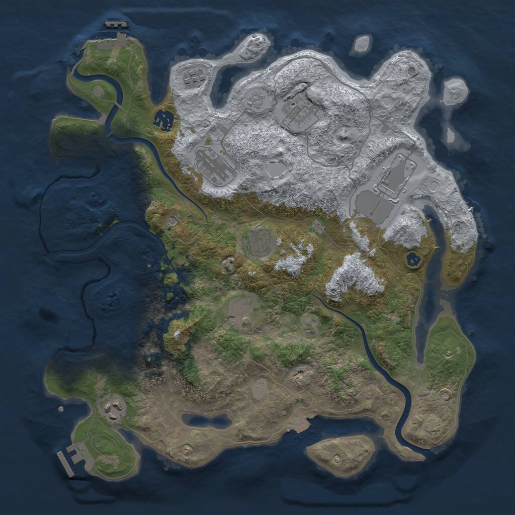 Rust Map: Procedural Map, Size: 3750, Seed: 1004676134, 14 Monuments