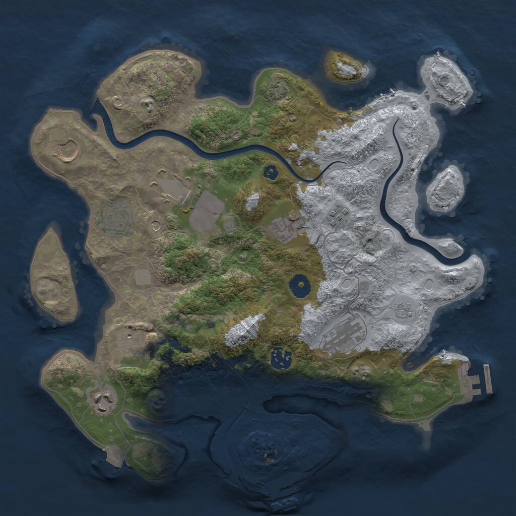 Rust Map: Procedural Map, Size: 3500, Seed: 775787543, 15 Monuments