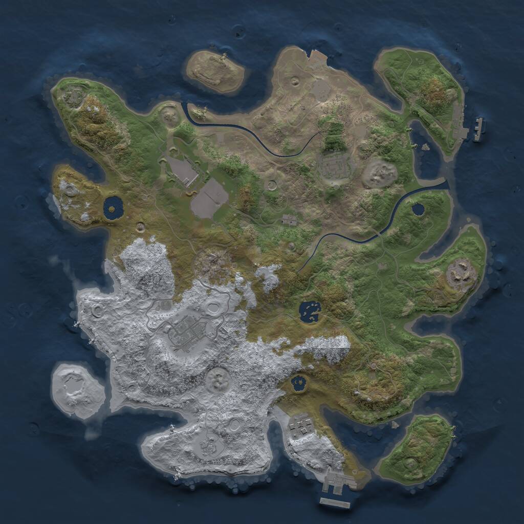 Rust Map: Procedural Map, Size: 3500, Seed: 53729, 12 Monuments