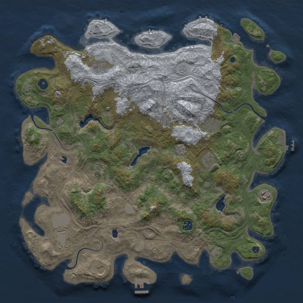 Rust Map: Procedural Map, Size: 4500, Seed: 1077498868, 16 Monuments