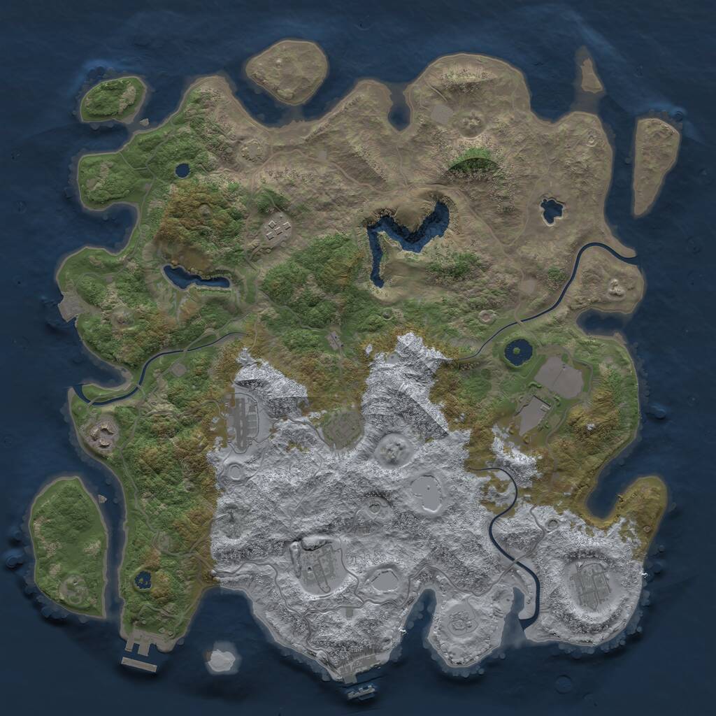 Rust Map: Procedural Map, Size: 4096, Seed: 296009739, 13 Monuments