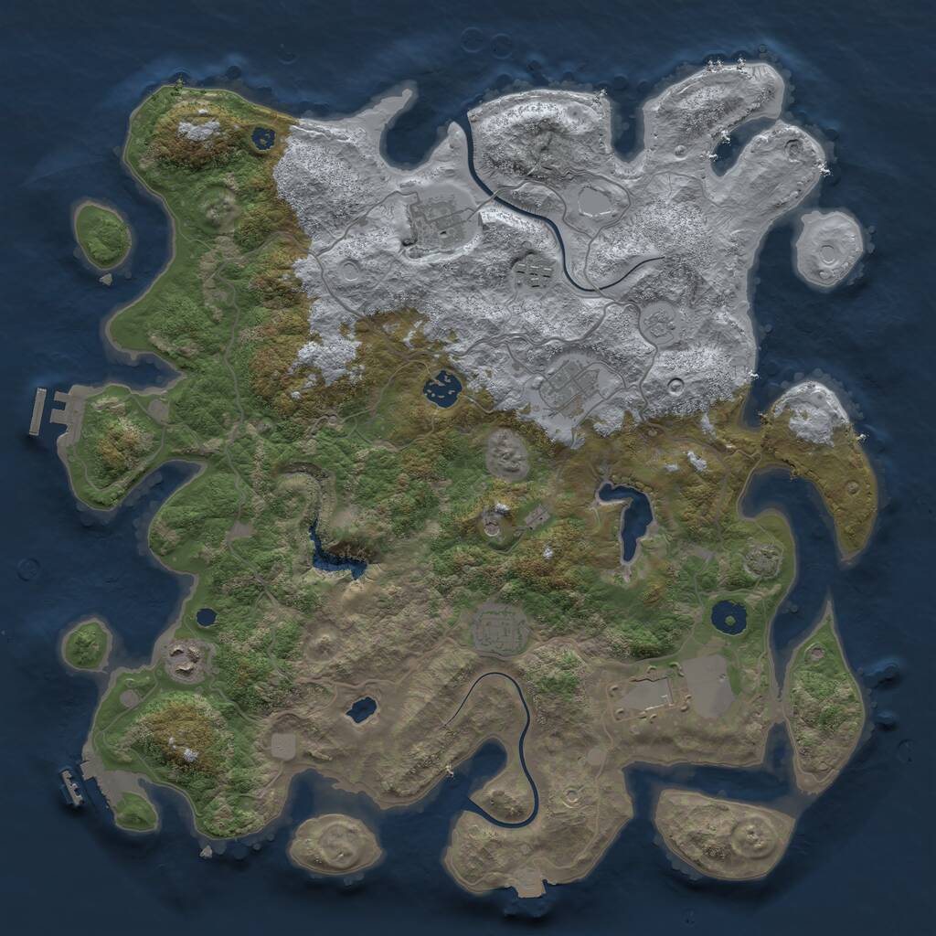 Rust Map: Procedural Map, Size: 4000, Seed: 333560141, 13 Monuments