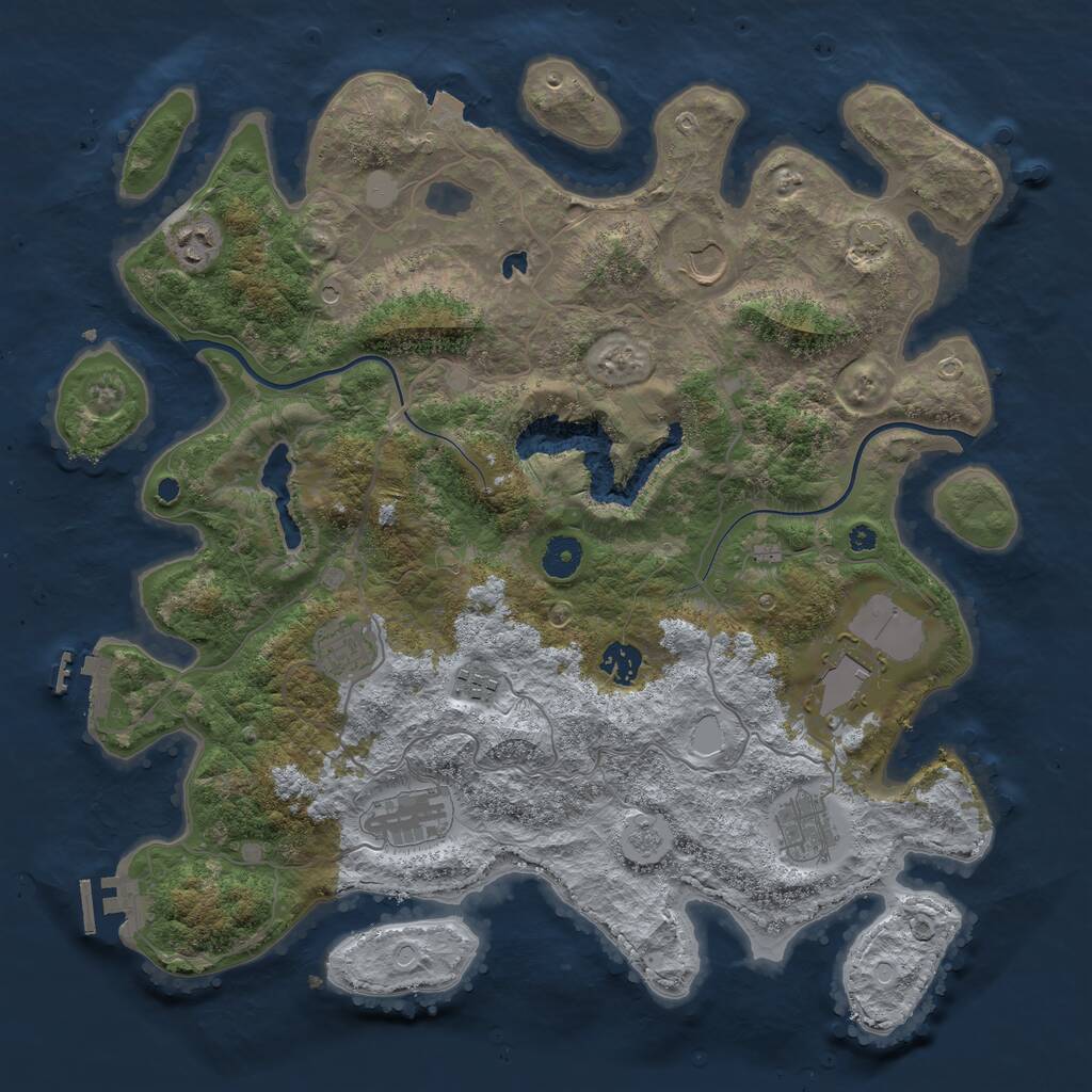 Rust Map: Procedural Map, Size: 4000, Seed: 235612885, 14 Monuments