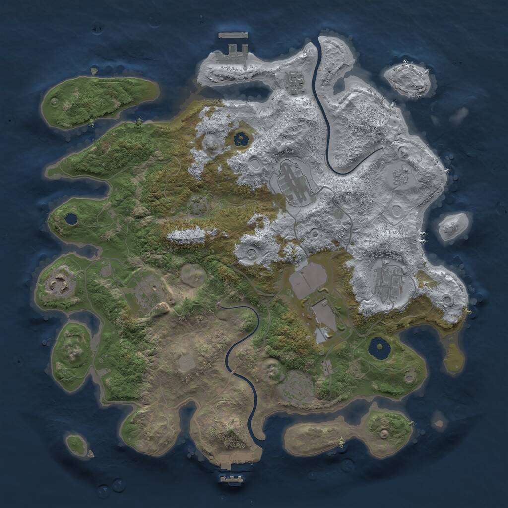 Rust Map: Procedural Map, Size: 3500, Seed: 1101994071, 13 Monuments