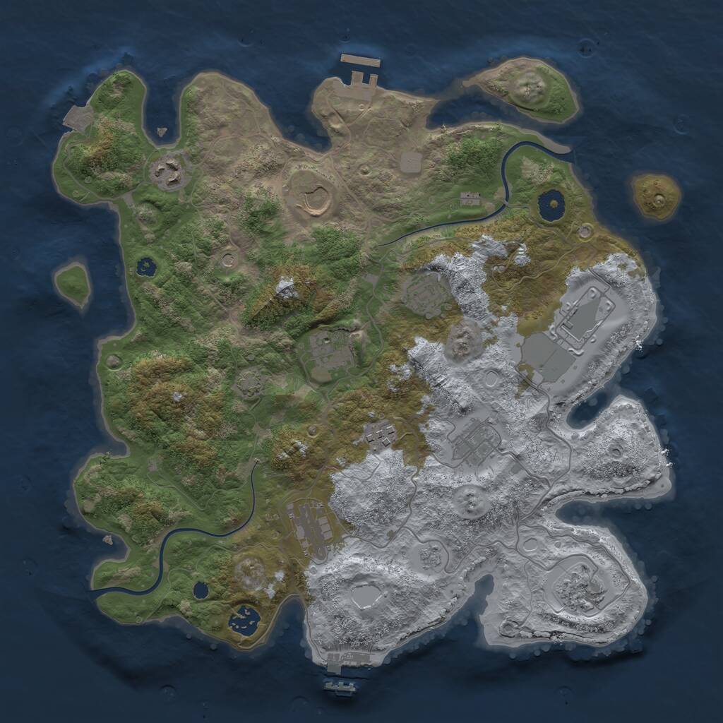 Rust Map: Procedural Map, Size: 3700, Seed: 2015579374, 16 Monuments