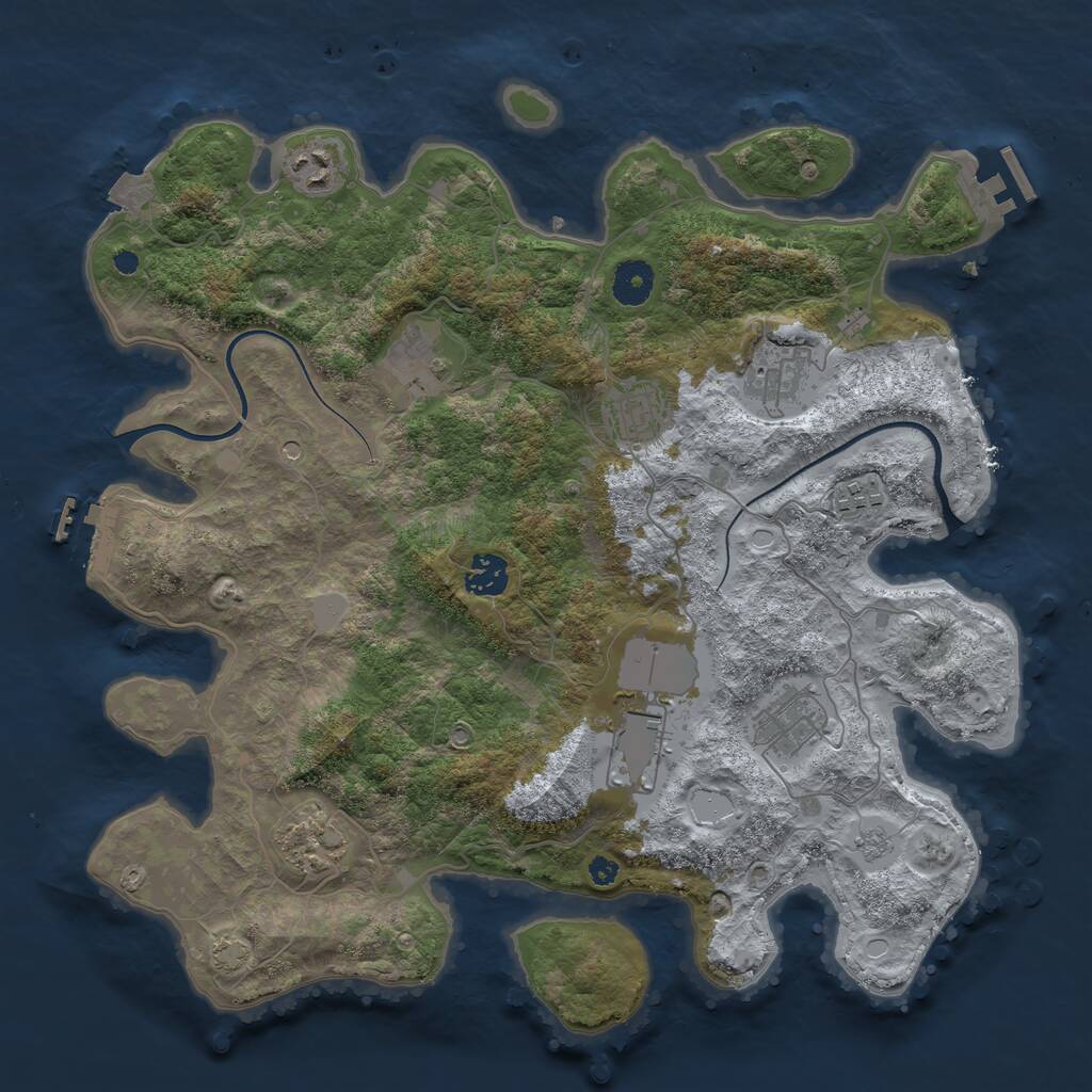 Rust Map: Procedural Map, Size: 3750, Seed: 1005804024, 15 Monuments