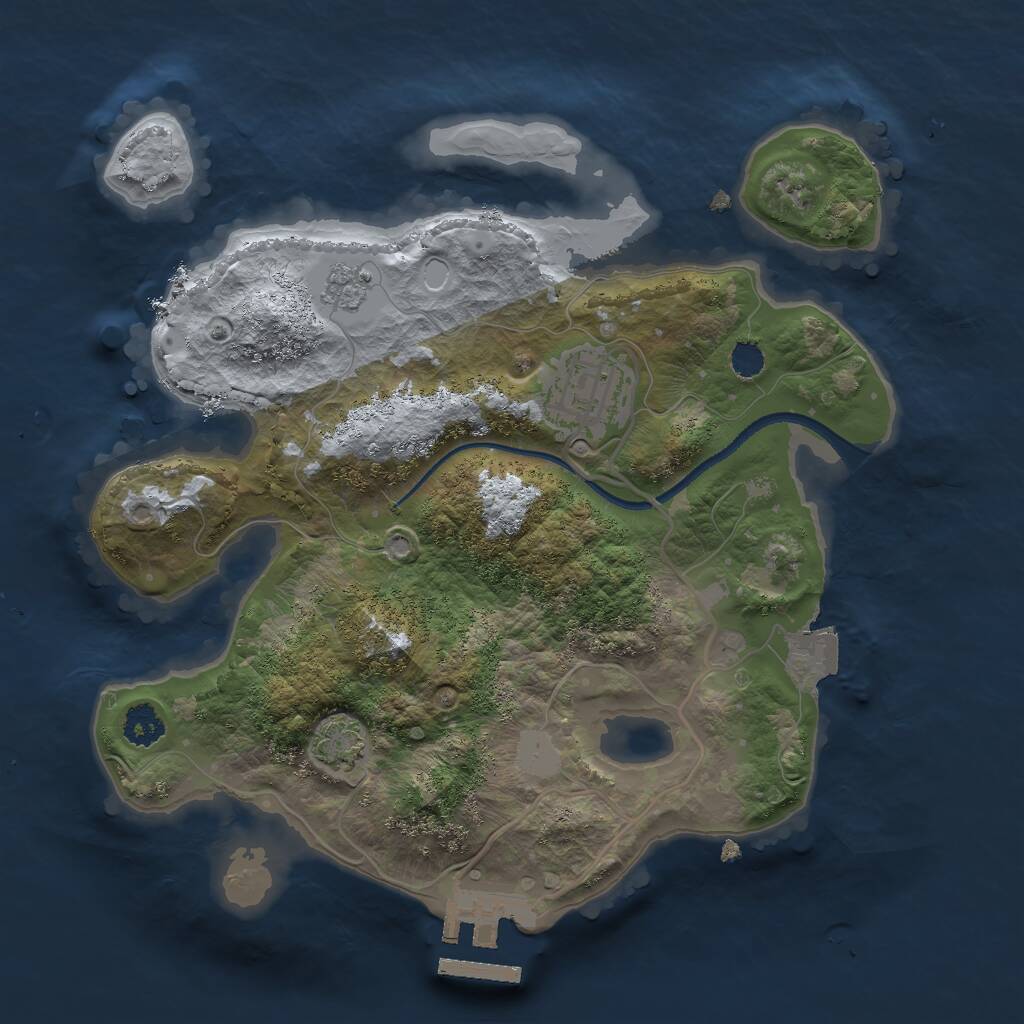 Rust Map: Procedural Map, Size: 2500, Seed: 322420258, 5 Monuments