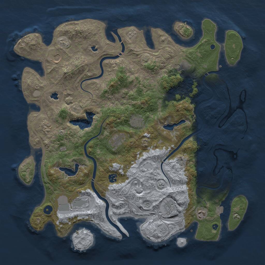 Rust Map: Procedural Map, Size: 4500, Seed: 863245, 15 Monuments