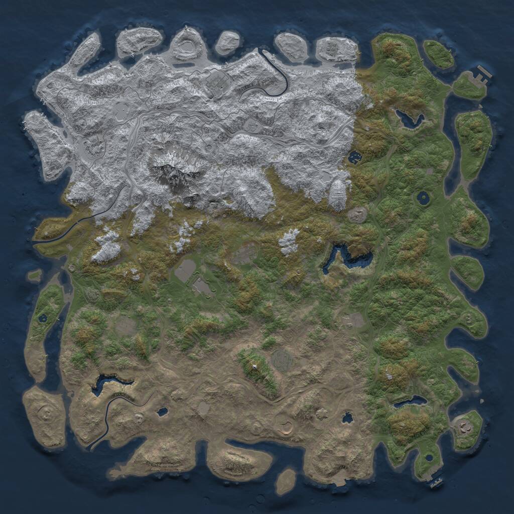 Rust Map: Procedural Map, Size: 6000, Seed: 489155776, 17 Monuments