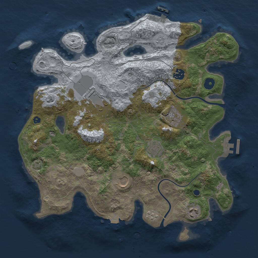 Rust Map: Procedural Map, Size: 3500, Seed: 3333011, 13 Monuments