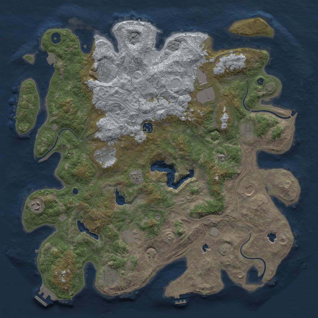 Rust Map: Procedural Map, Size: 4500, Seed: 1182250737, 16 Monuments
