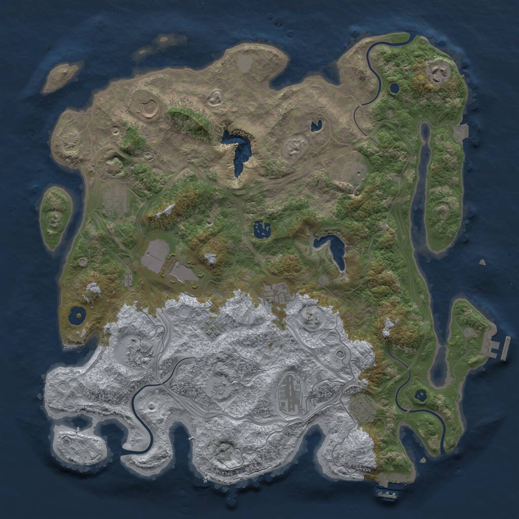 Rust Map: Procedural Map, Size: 4250, Seed: 1991127552, 17 Monuments