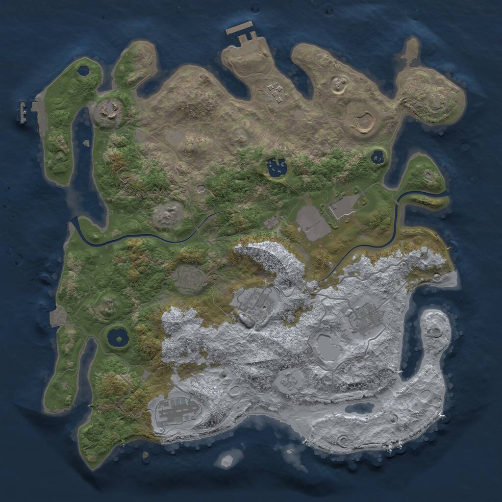 Rust Map: Procedural Map, Size: 3700, Seed: 923416913, 15 Monuments