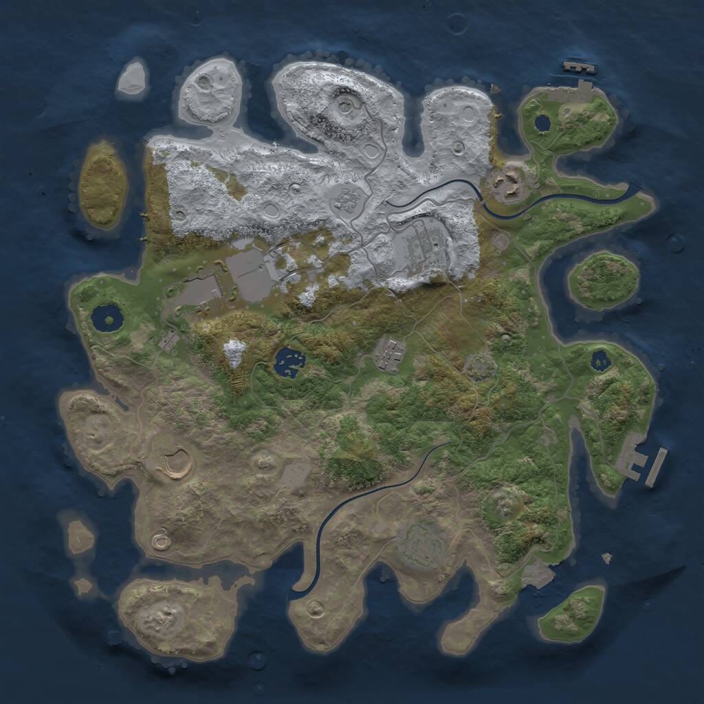 Rust Map: Procedural Map, Size: 3500, Seed: 37677, 13 Monuments