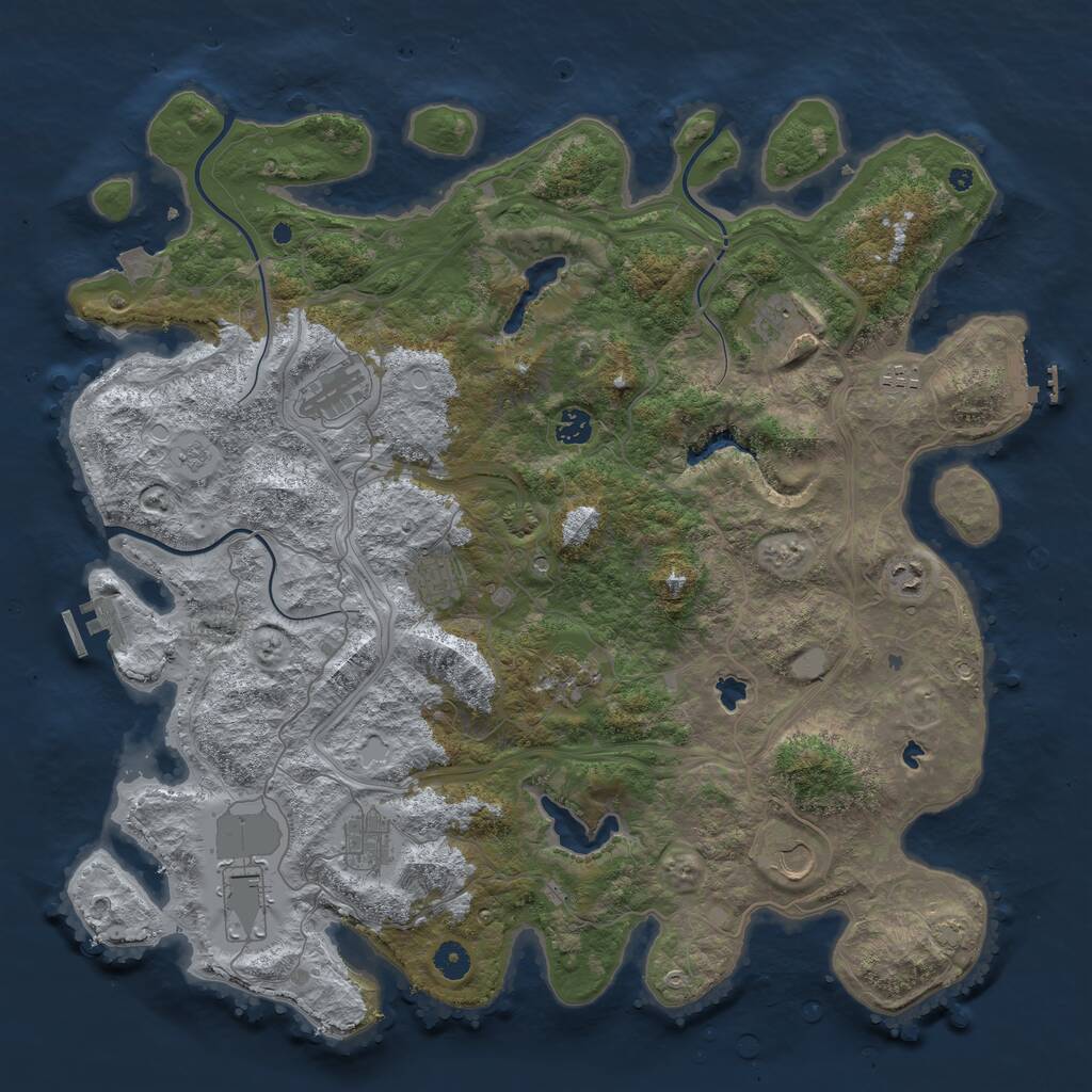 Rust Map: Procedural Map, Size: 4500, Seed: 17000124, 16 Monuments