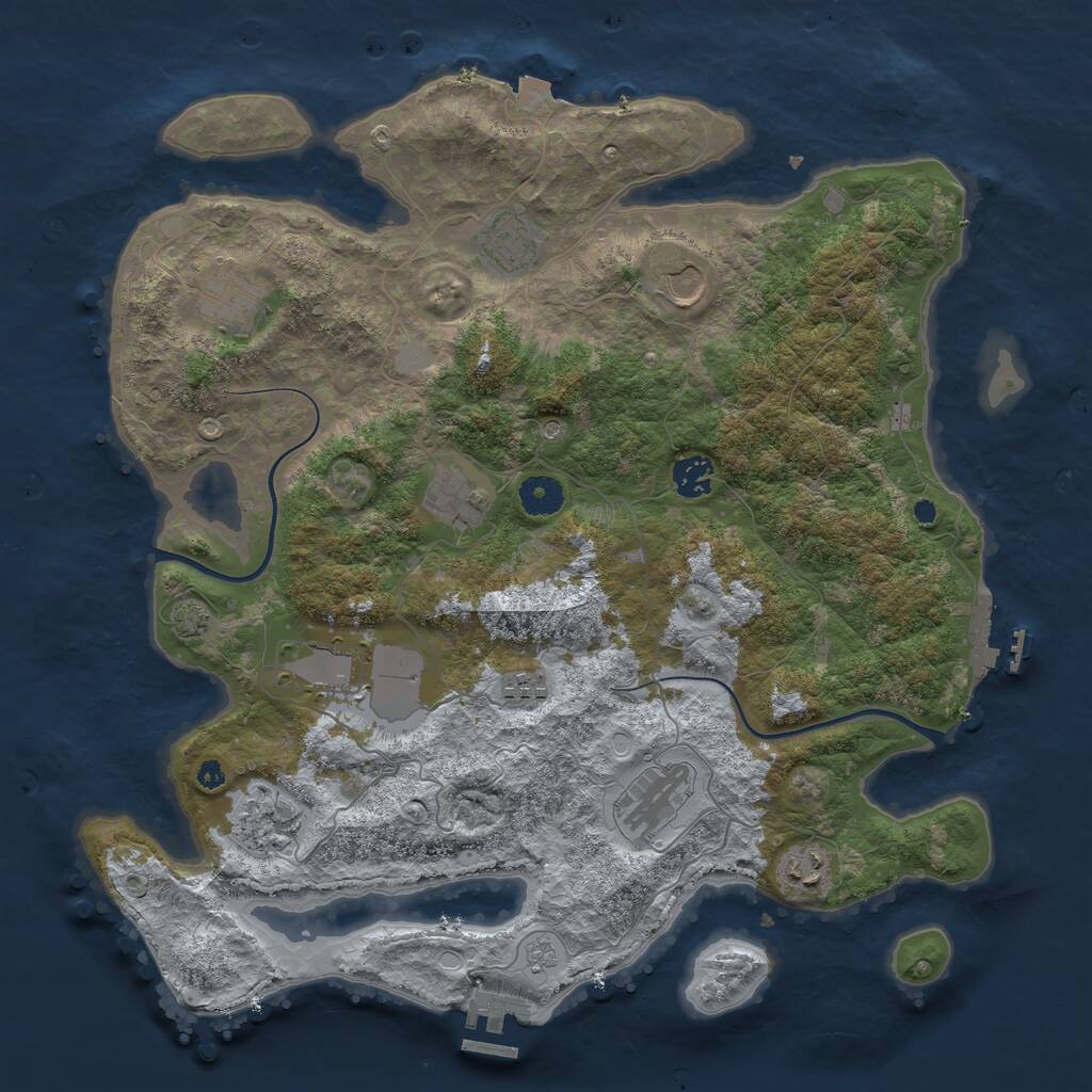 Rust Map: Procedural Map, Size: 3900, Seed: 25546580, 16 Monuments